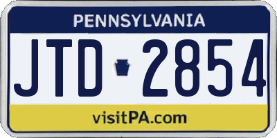 PA license plate JTD2854