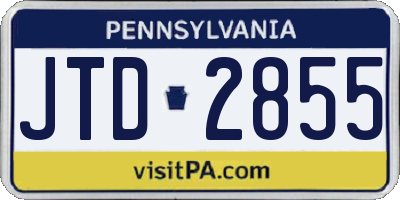 PA license plate JTD2855