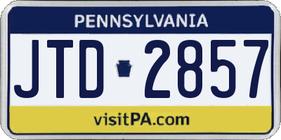 PA license plate JTD2857