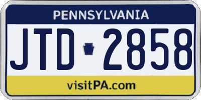 PA license plate JTD2858