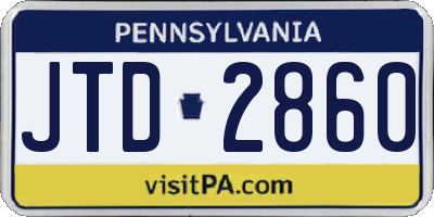 PA license plate JTD2860