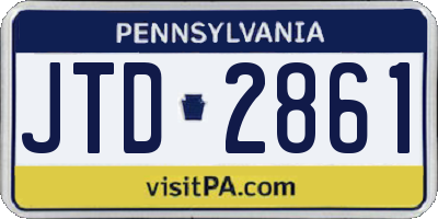 PA license plate JTD2861