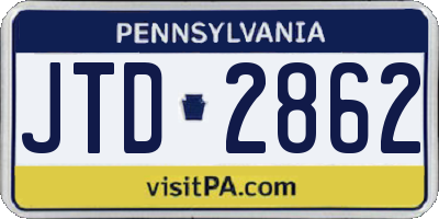 PA license plate JTD2862
