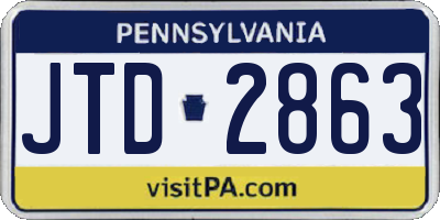 PA license plate JTD2863