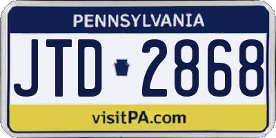 PA license plate JTD2868