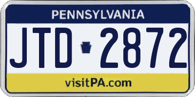 PA license plate JTD2872