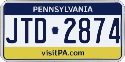 PA license plate JTD2874