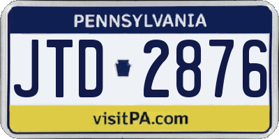 PA license plate JTD2876
