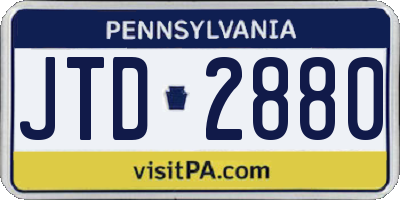 PA license plate JTD2880