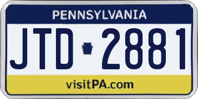 PA license plate JTD2881