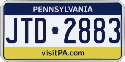 PA license plate JTD2883
