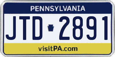 PA license plate JTD2891