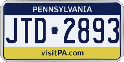 PA license plate JTD2893