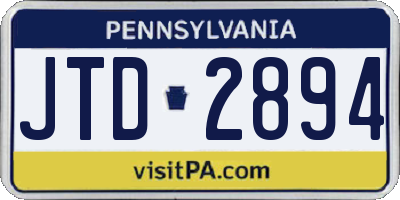 PA license plate JTD2894