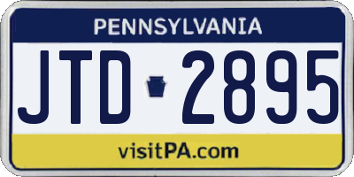 PA license plate JTD2895