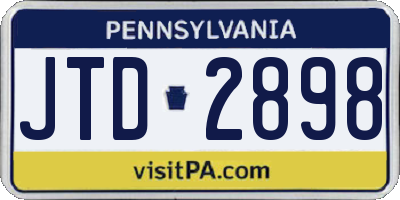 PA license plate JTD2898