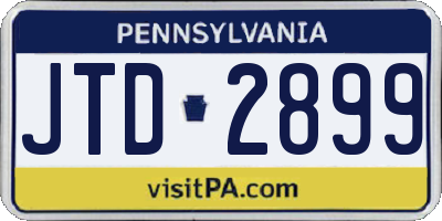 PA license plate JTD2899