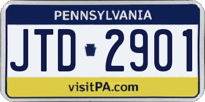 PA license plate JTD2901