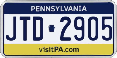 PA license plate JTD2905