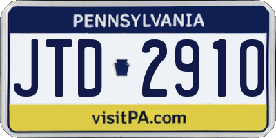 PA license plate JTD2910