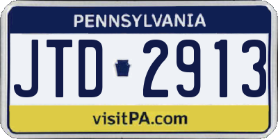 PA license plate JTD2913
