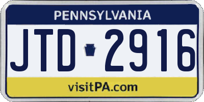 PA license plate JTD2916