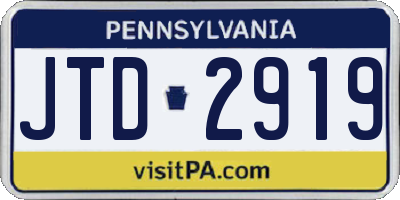 PA license plate JTD2919