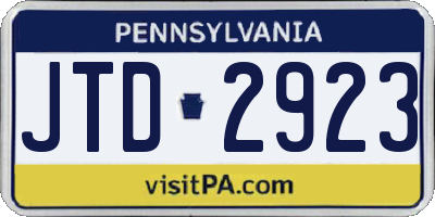 PA license plate JTD2923
