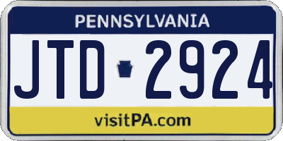 PA license plate JTD2924