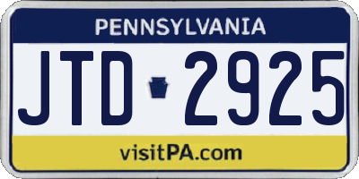 PA license plate JTD2925