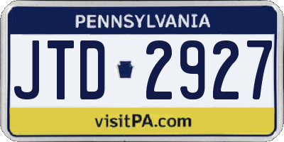 PA license plate JTD2927