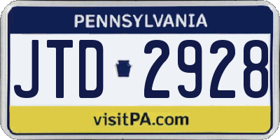 PA license plate JTD2928