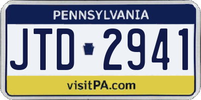 PA license plate JTD2941