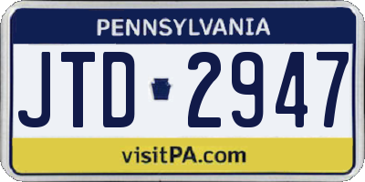 PA license plate JTD2947