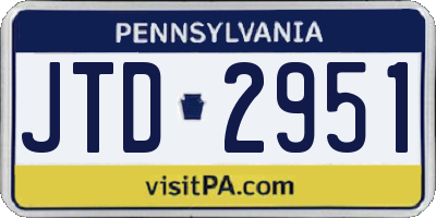PA license plate JTD2951