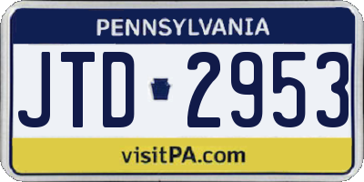 PA license plate JTD2953