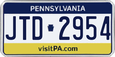 PA license plate JTD2954