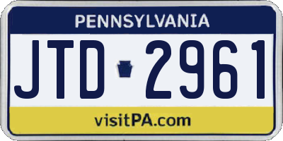 PA license plate JTD2961