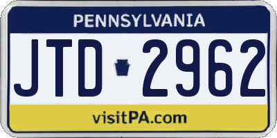 PA license plate JTD2962