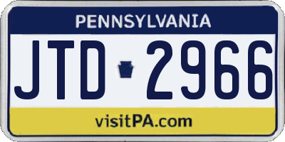 PA license plate JTD2966