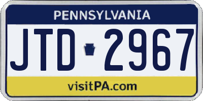 PA license plate JTD2967