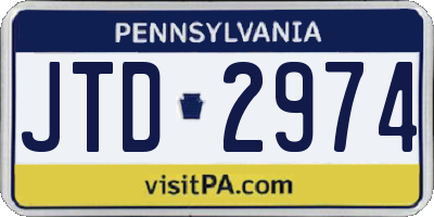 PA license plate JTD2974