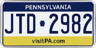 PA license plate JTD2982