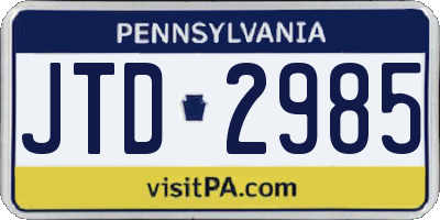 PA license plate JTD2985