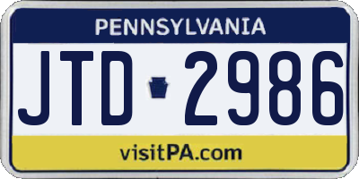 PA license plate JTD2986