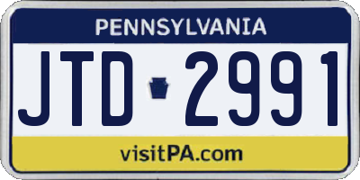PA license plate JTD2991