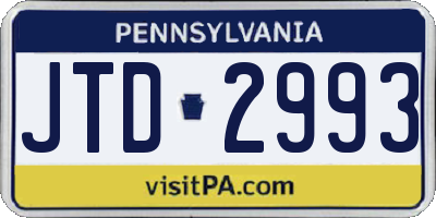 PA license plate JTD2993