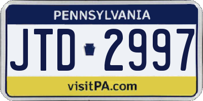 PA license plate JTD2997