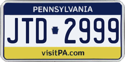 PA license plate JTD2999
