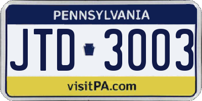 PA license plate JTD3003